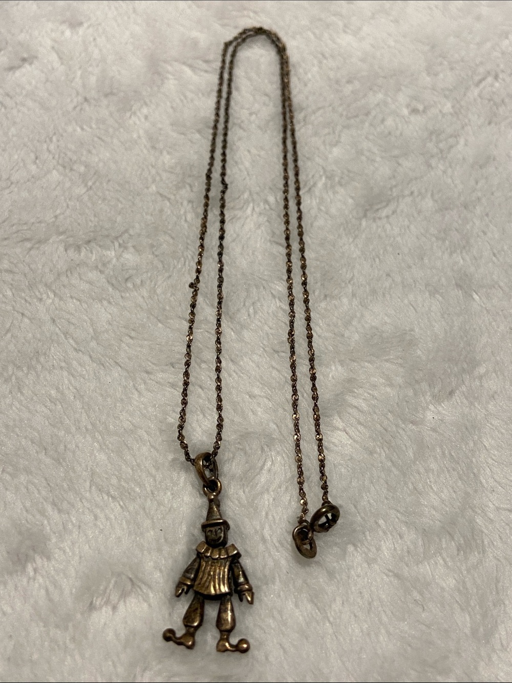 Vintage sterling silver articulated Clown Pendant Necklace